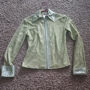 Green Sequin Women's Western Show Shirt